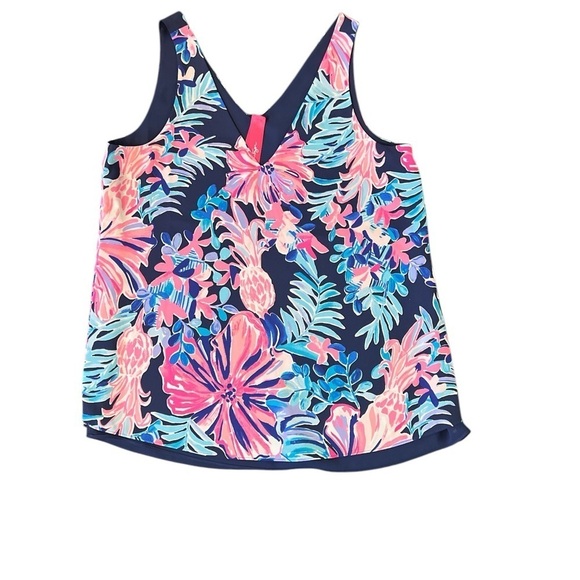 Lilly Pulitzer Tanzanian Florin Reversible Tank Top XS Moonlight Garden Print - Picture 2 of 9